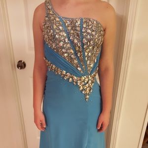 Blue one shoulder gown